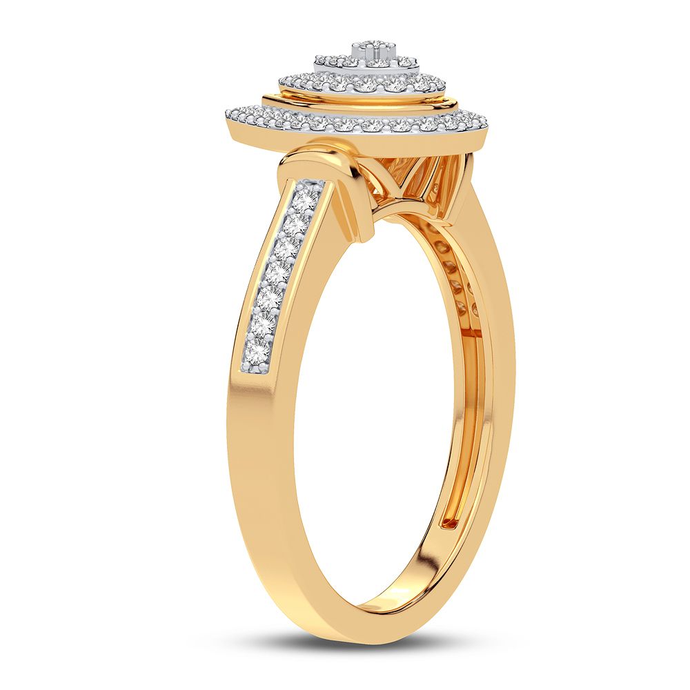 Chic 14K Yellow Gold Lab Diamond Womens Fashion Ring