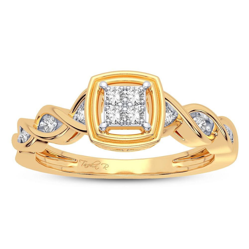 Chic 10k Yellow Gold Lab Diamond Womens Fashion Ring