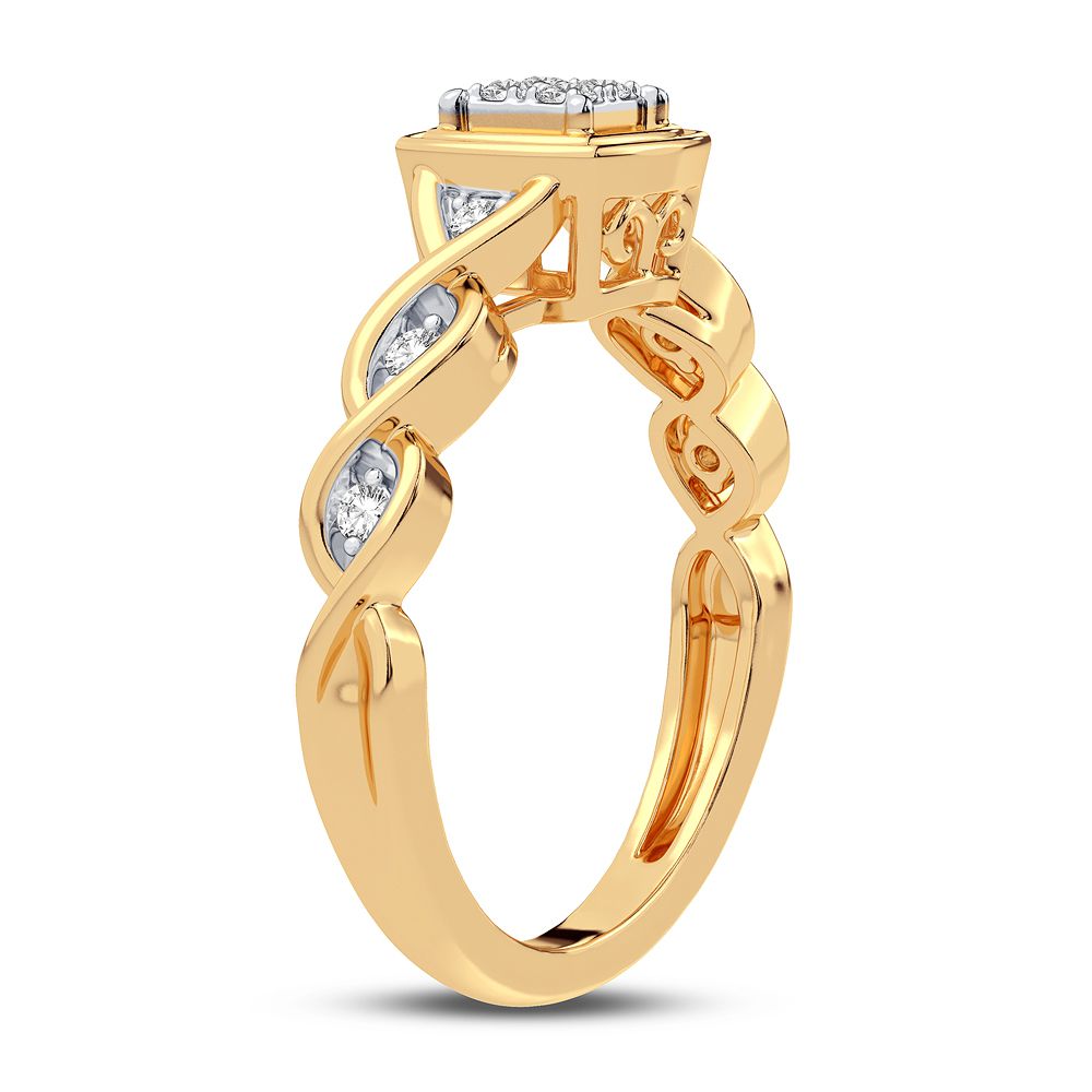 Chic 10k Yellow Gold Lab Diamond Womens Fashion Ring