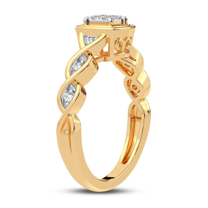 Chic 10k Yellow Gold Lab Diamond Womens Fashion Ring