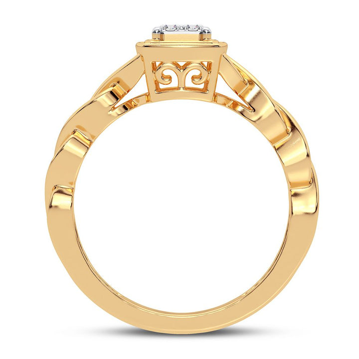 Chic 10k Yellow Gold Lab Diamond Womens Fashion Ring