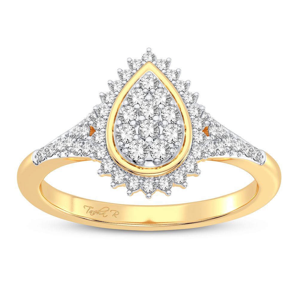 Chic 10k Yellow Gold Lab Diamond Womens Fashion Ring 0.25CT