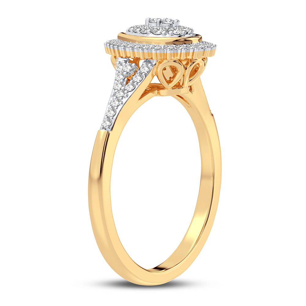 Chic 10k Yellow Gold Lab Diamond Womens Fashion Ring 0.25CT