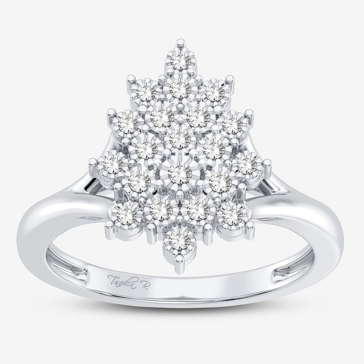 Chic 10k White Gold Lab Diamond Fashion Ring for Her
