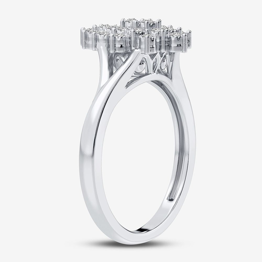 Chic 10k White Gold Lab Diamond Fashion Ring for Her