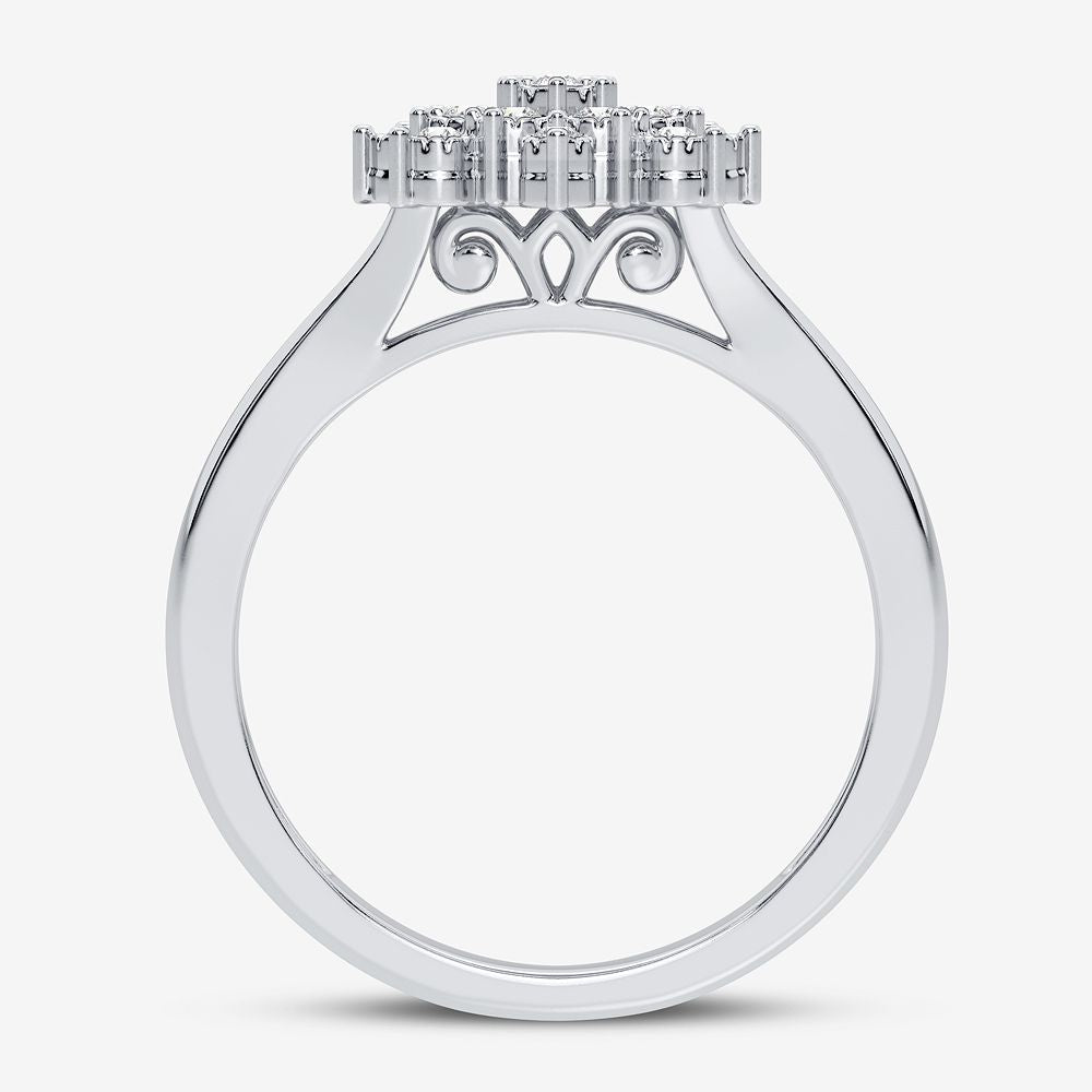 Chic 10k White Gold Lab Diamond Fashion Ring for Her