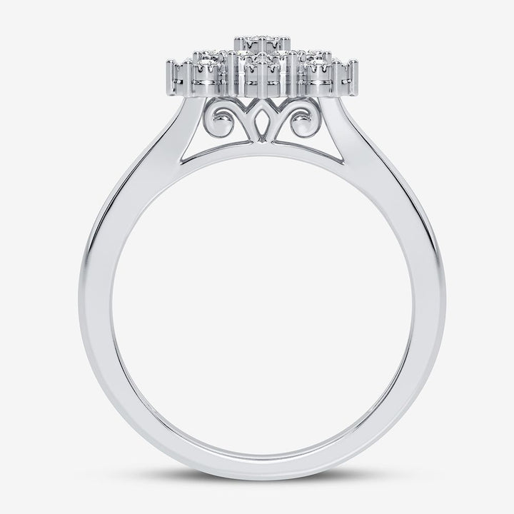 Chic 10k White Gold Lab Diamond Fashion Ring for Her