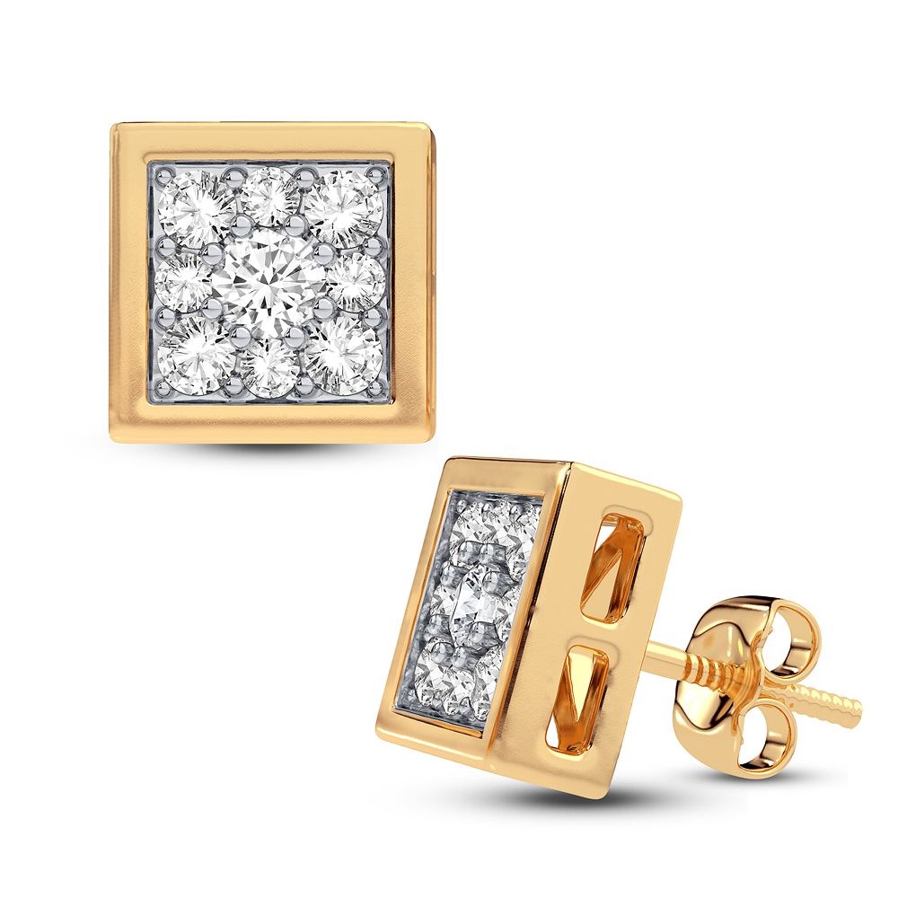 14k Yellow Gold Lab Diamond Stud Earrings for Women