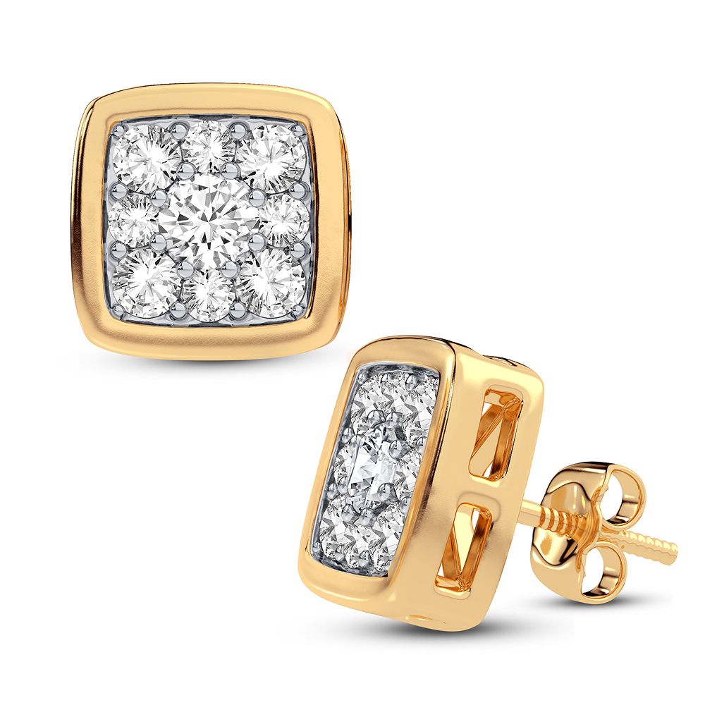 14k Yellow Gold Lab Diamond Stud Earrings - Chic Sparkle