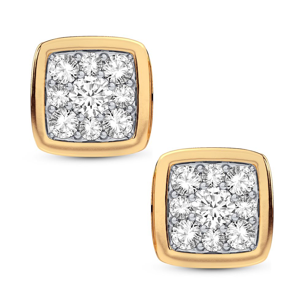 14k Yellow Gold Lab Diamond Stud Earrings - Chic Sparkle