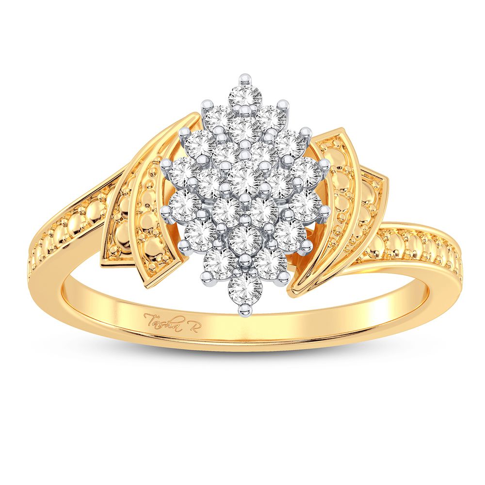 Chic 10k Yellow Gold Lab Diamond Fashion Ring for Women