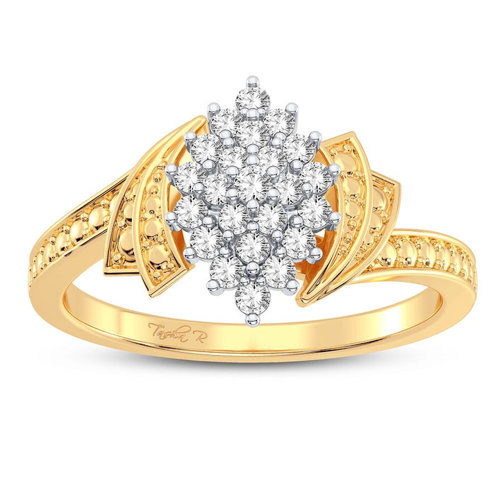 Chic 10k Yellow Gold Lab Diamond Fashion Ring for Women