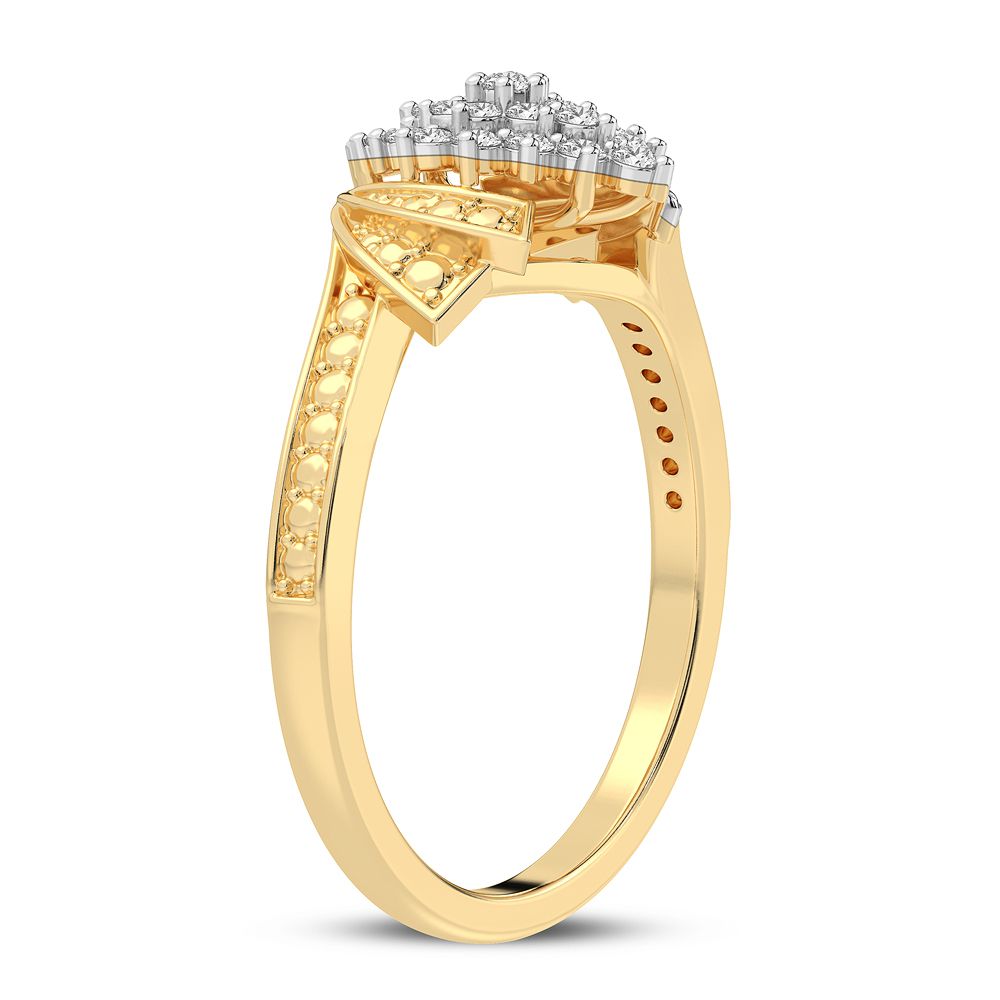 Chic 10k Yellow Gold Lab Diamond Fashion Ring for Women