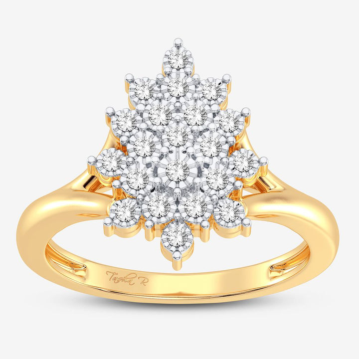 Chic 10k Yellow Gold Lab Diamond Womens Fashion Ring