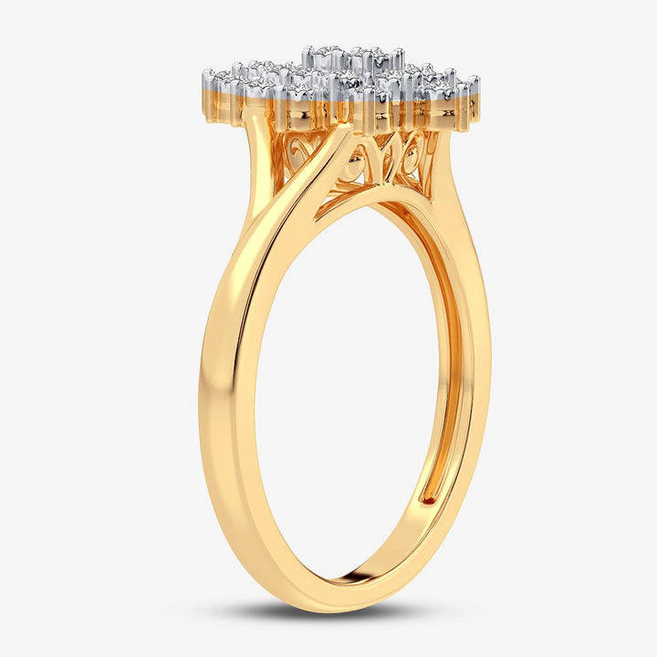 Chic 10k Yellow Gold Lab Diamond Womens Fashion Ring
