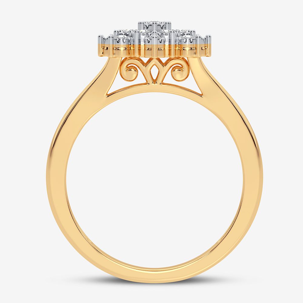 Chic 10k Yellow Gold Lab Diamond Womens Fashion Ring