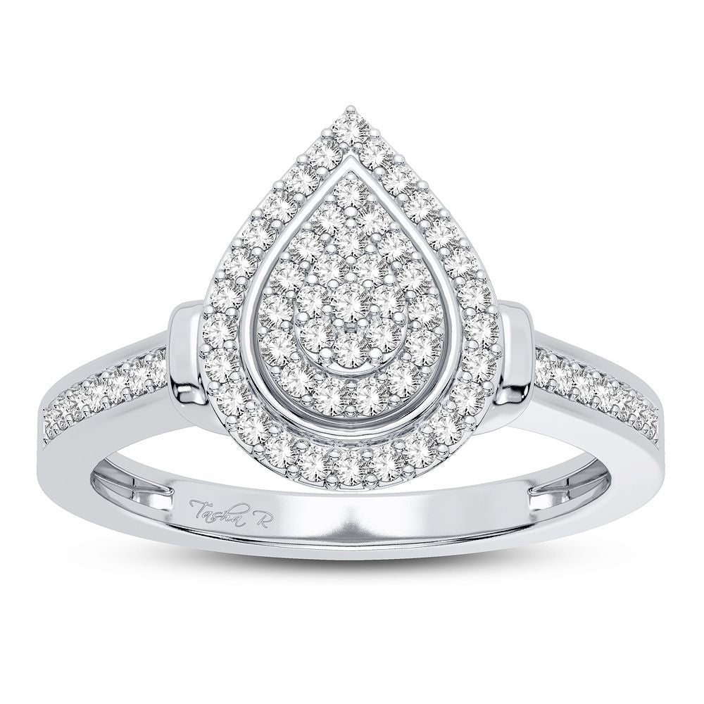Chic 14k White Gold Lab Diamond Fashion Ring for Her