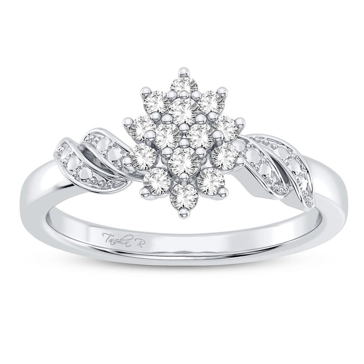 Chic 10k White Gold Lab Diamond Fashion Ring for Women