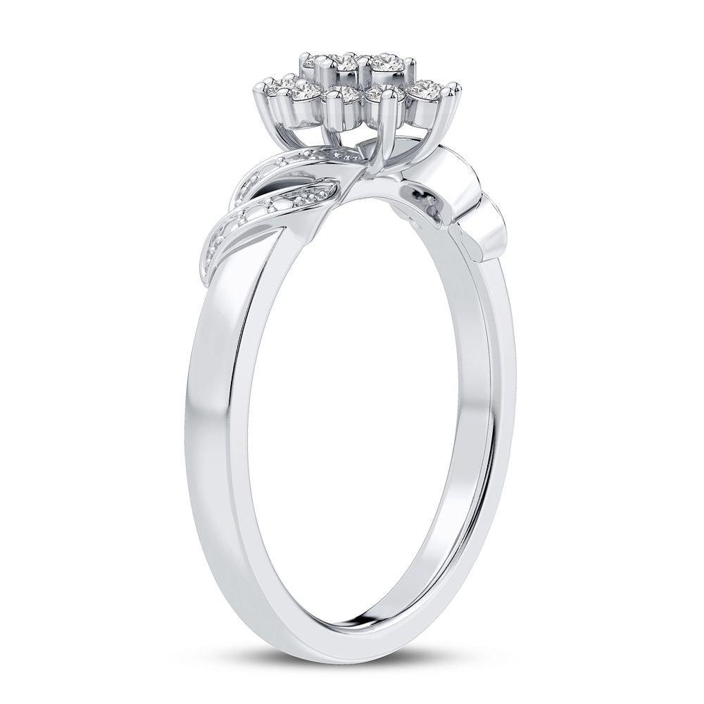 Chic 10k White Gold Lab Diamond Fashion Ring for Women
