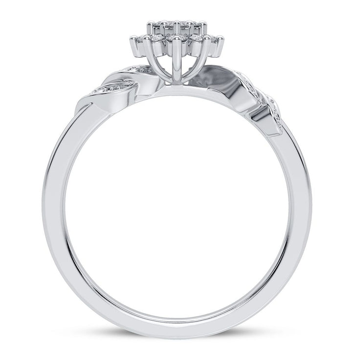 Chic 10k White Gold Lab Diamond Fashion Ring for Women
