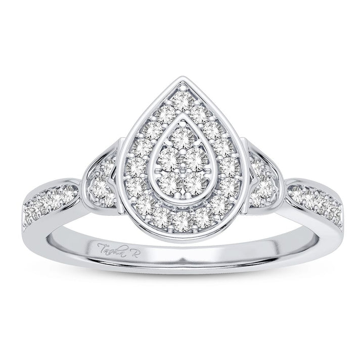 Chic 10k White Gold Lab Diamond Womens Fashion Ring