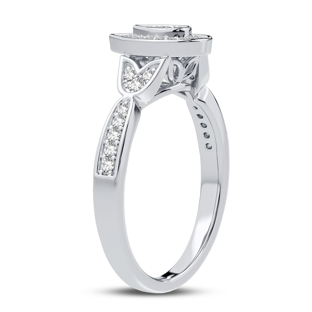 Chic 10k White Gold Lab Diamond Womens Fashion Ring