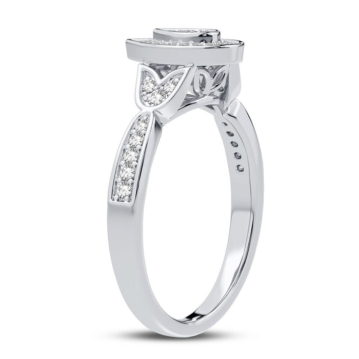 Chic 10k White Gold Lab Diamond Womens Fashion Ring