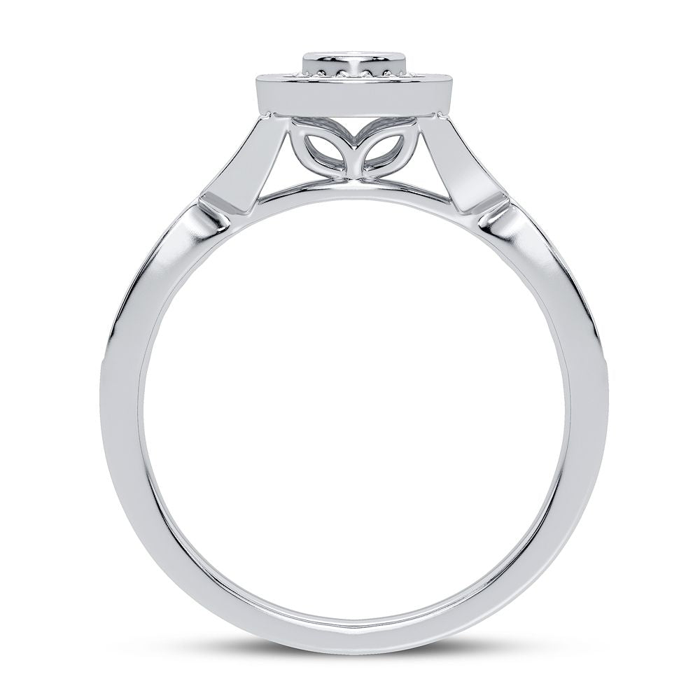 Chic 10k White Gold Lab Diamond Womens Fashion Ring