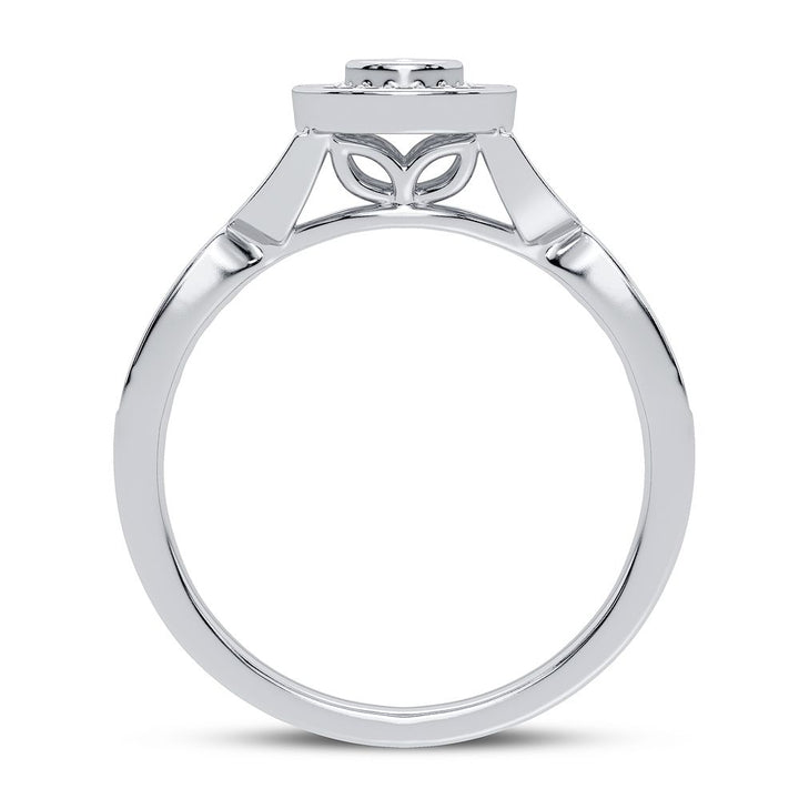 Chic 10k White Gold Lab Diamond Womens Fashion Ring