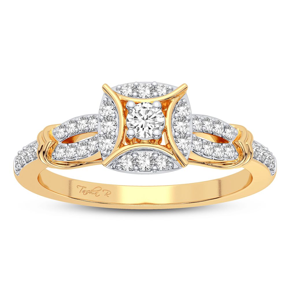 Chic 10k Yellow Gold Lab Diamond Womens Fashion Ring - 0.25CT