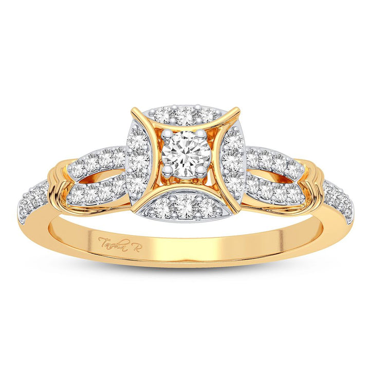Chic 10k Yellow Gold Lab Diamond Womens Fashion Ring - 0.25CT