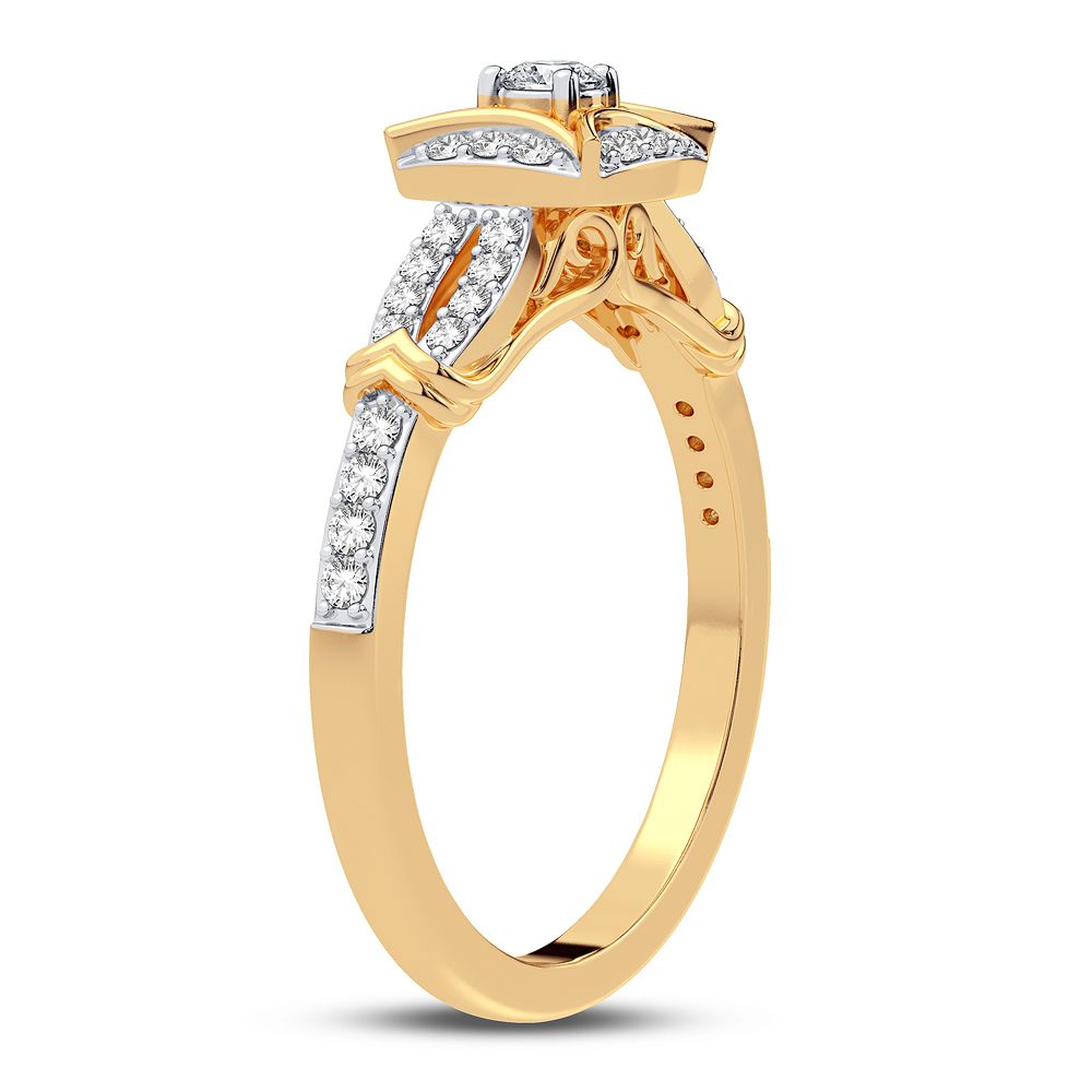 Chic 10k Yellow Gold Lab Diamond Womens Fashion Ring - 0.25CT