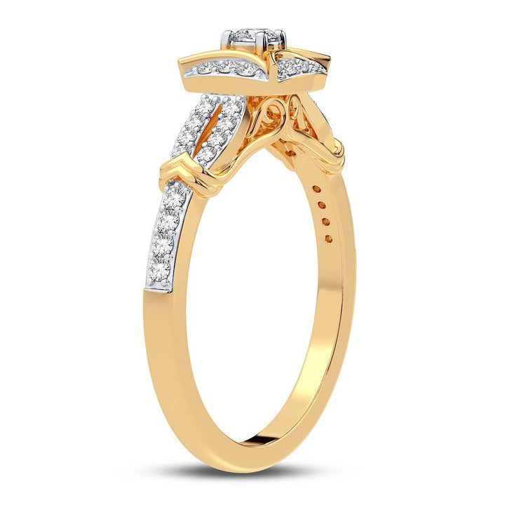 Chic 10k Yellow Gold Lab Diamond Womens Fashion Ring - 0.25CT