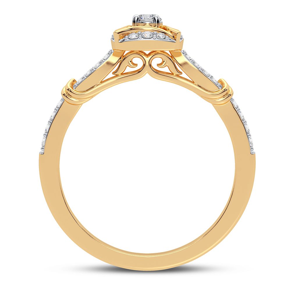 Chic 10k Yellow Gold Lab Diamond Womens Fashion Ring - 0.25CT