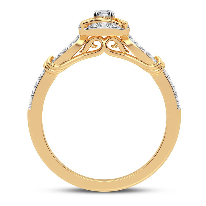 Chic 10k Yellow Gold Lab Diamond Womens Fashion Ring - 0.25CT