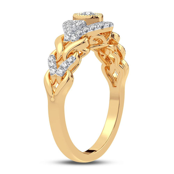 Chic 10k Yellow Gold 0.25CT Lab Diamond Womens Fashion Ring