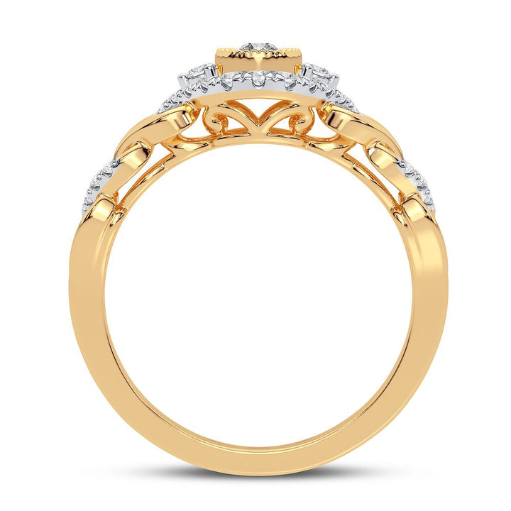 Chic 10k Yellow Gold 0.25CT Lab Diamond Womens Fashion Ring