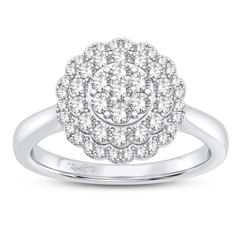 Sparkling 10k White Gold Lab Diamond Womens Fashion Ring 0.50CT