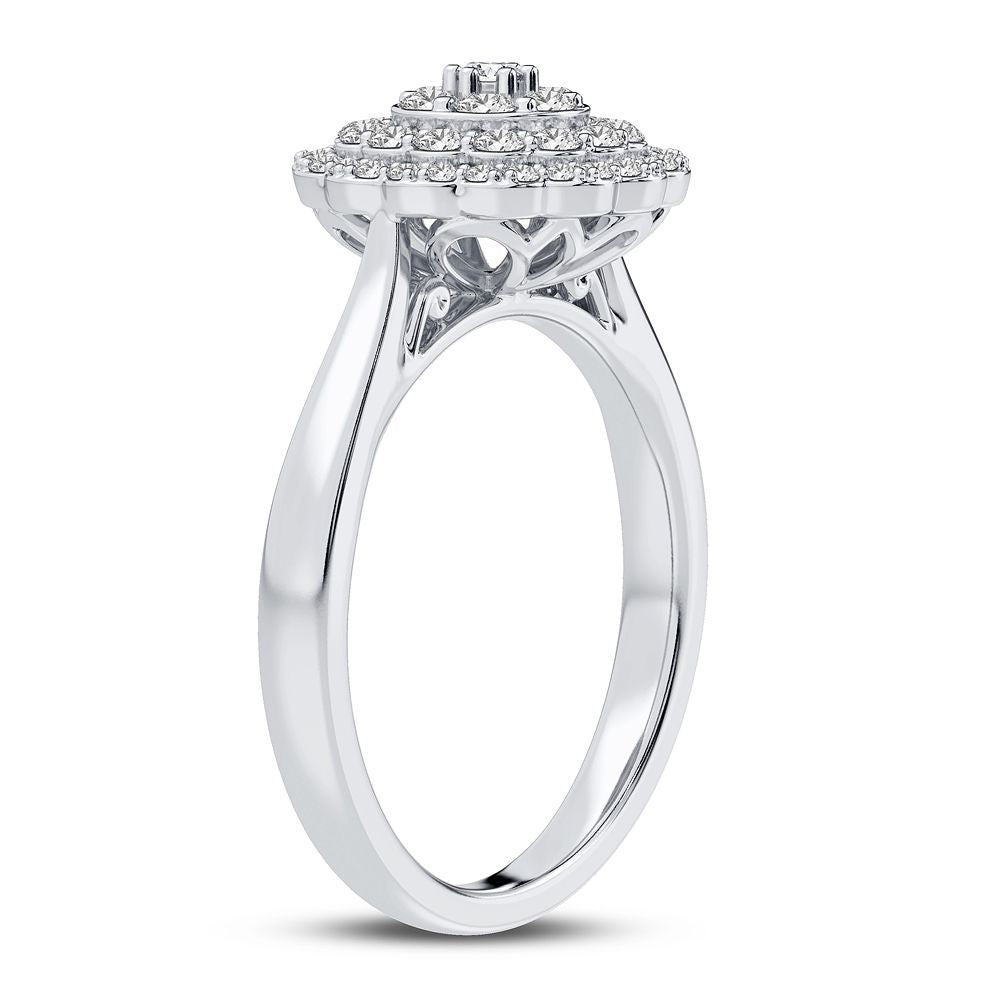 Sparkling 10k White Gold Lab Diamond Womens Fashion Ring 0.50CT