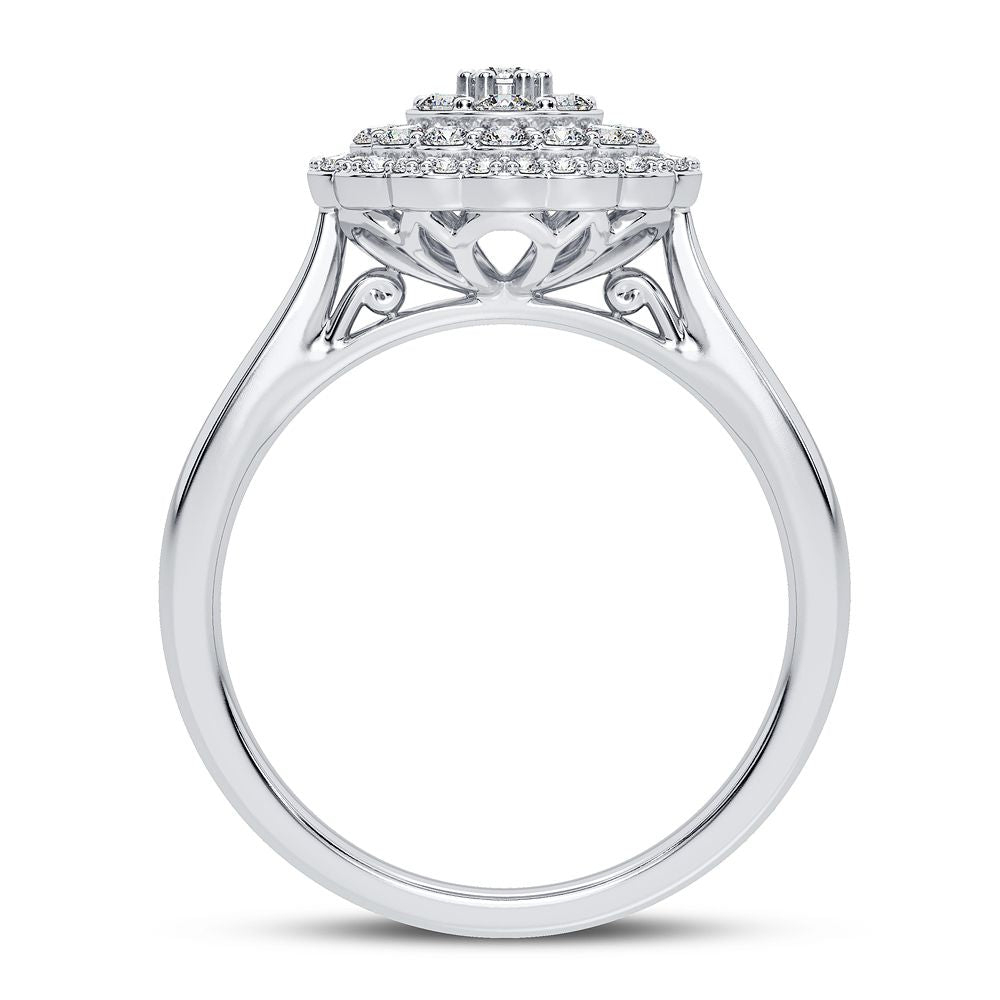 Sparkling 10k White Gold Lab Diamond Womens Fashion Ring 0.50CT