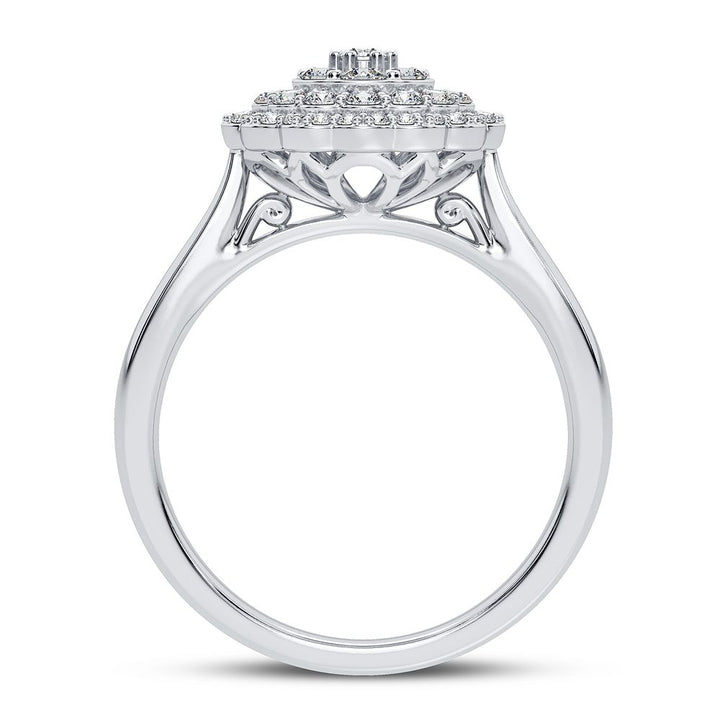 Sparkling 10k White Gold Lab Diamond Womens Fashion Ring 0.50CT