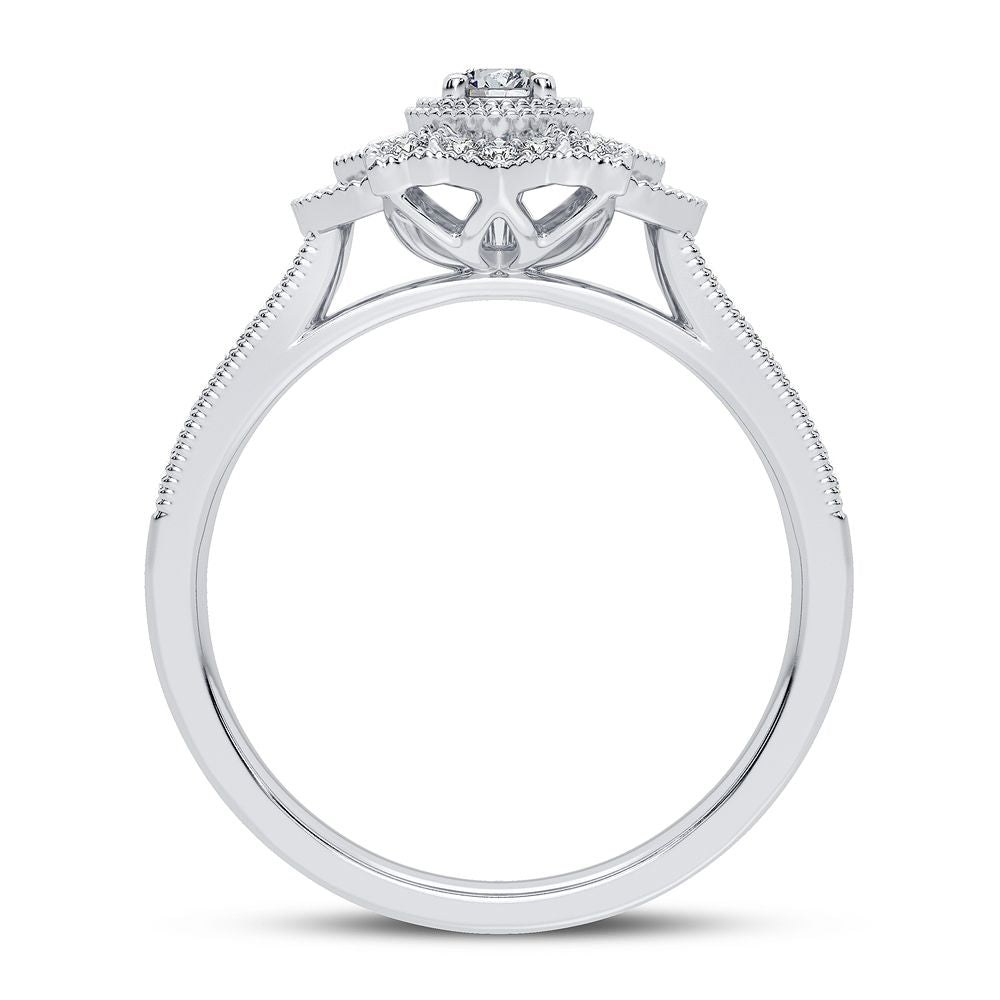 Chic 10k White Gold Lab Diamond Womens Fashion Ring