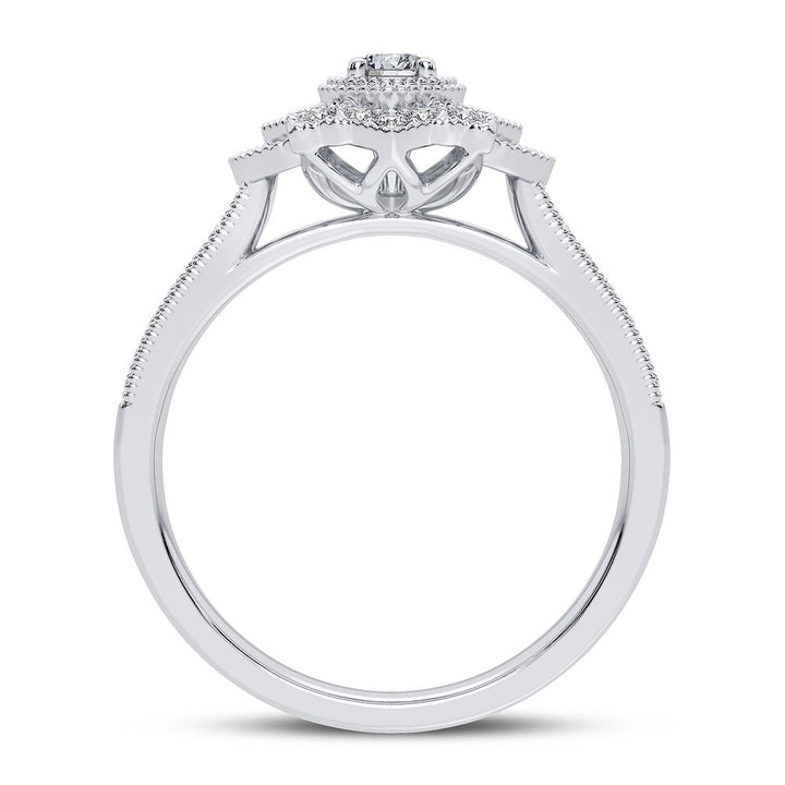 Chic 10k White Gold Lab Diamond Womens Fashion Ring