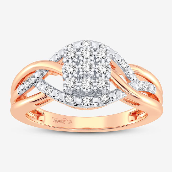 Romantic 10k Rose Gold Lab Diamond Womens Fashion Ring