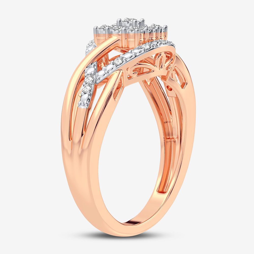 Romantic 10k Rose Gold Lab Diamond Womens Fashion Ring