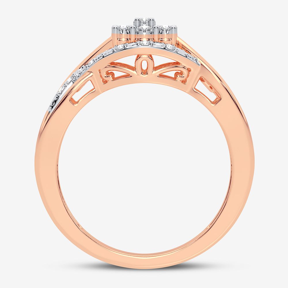 Romantic 10k Rose Gold Lab Diamond Womens Fashion Ring