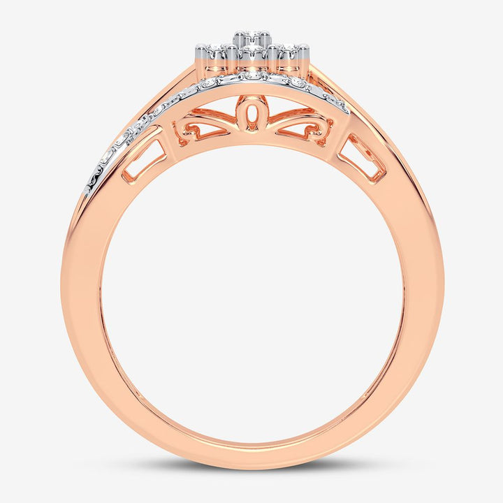 Romantic 10k Rose Gold Lab Diamond Womens Fashion Ring