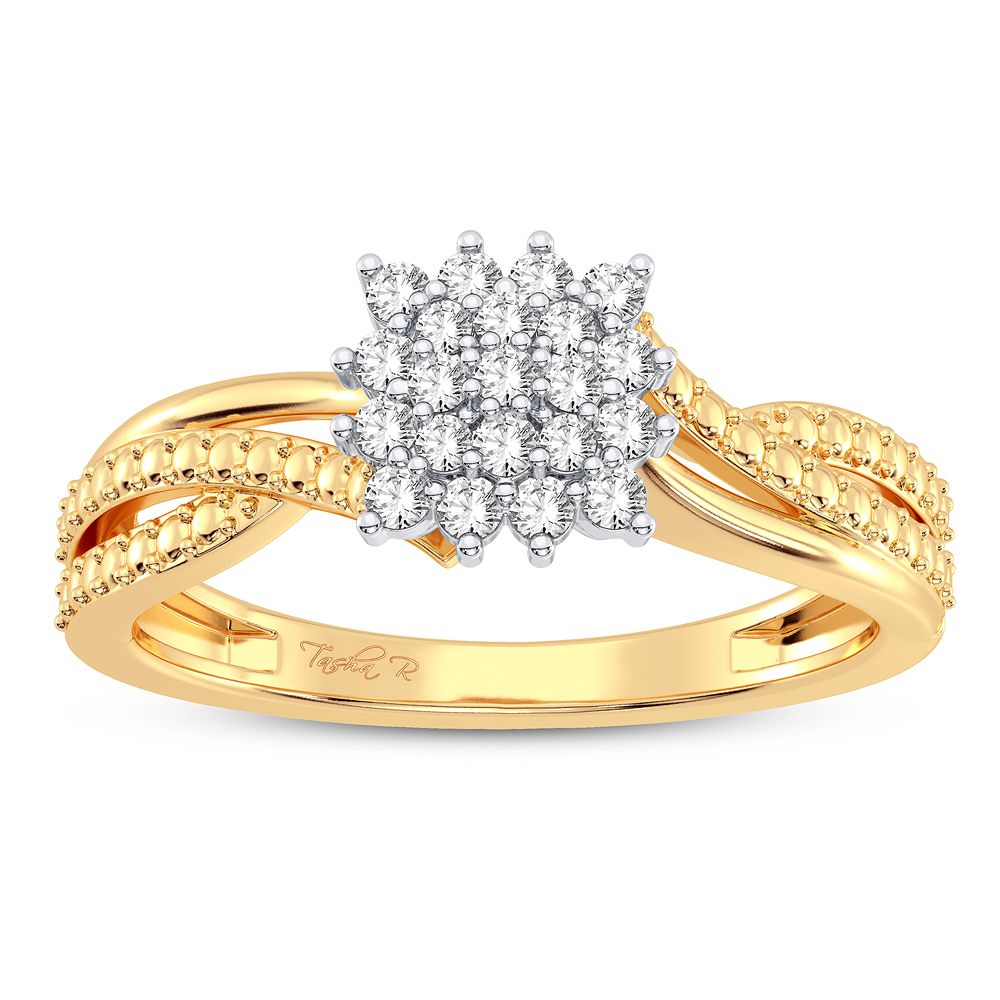 Chic 10k Gold 0.20CT Lab Diamond Womens Fashion Ring