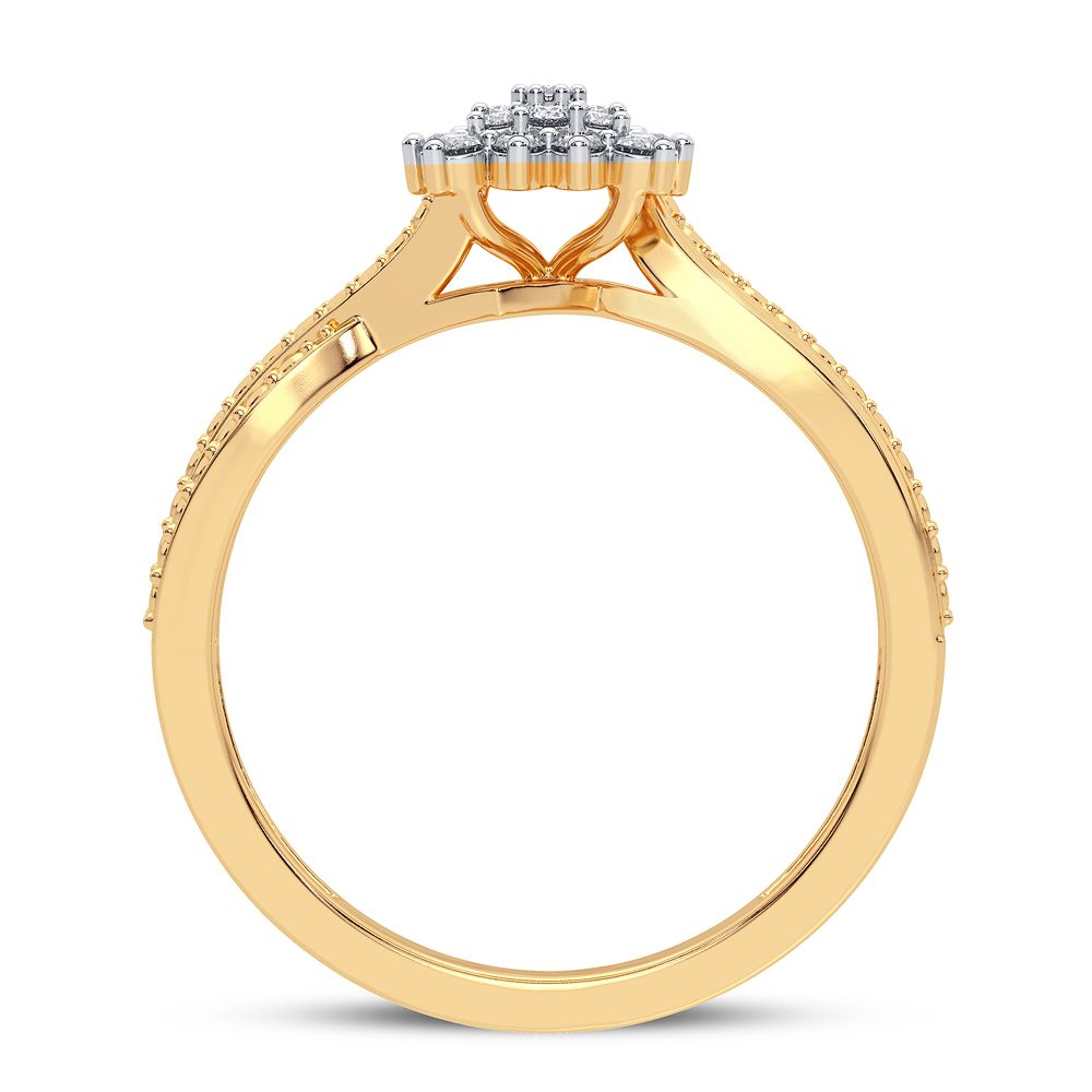 Chic 10k Gold 0.20CT Lab Diamond Womens Fashion Ring