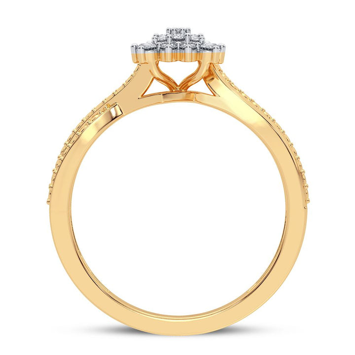 Chic 10k Gold 0.20CT Lab Diamond Womens Fashion Ring